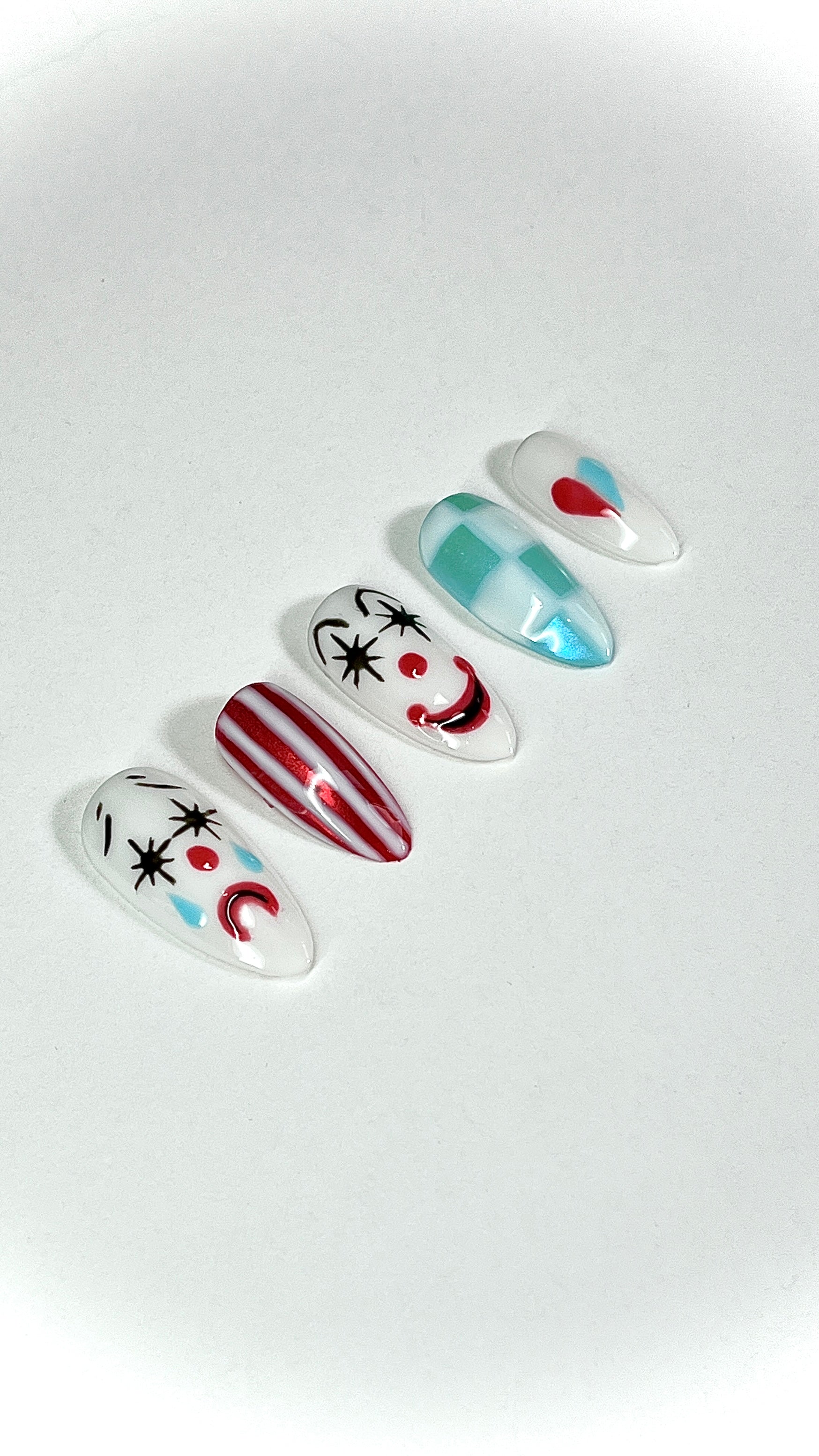 Trippy Circus Clown Halloween Gel Press On Nails - MoonlitCrafterz