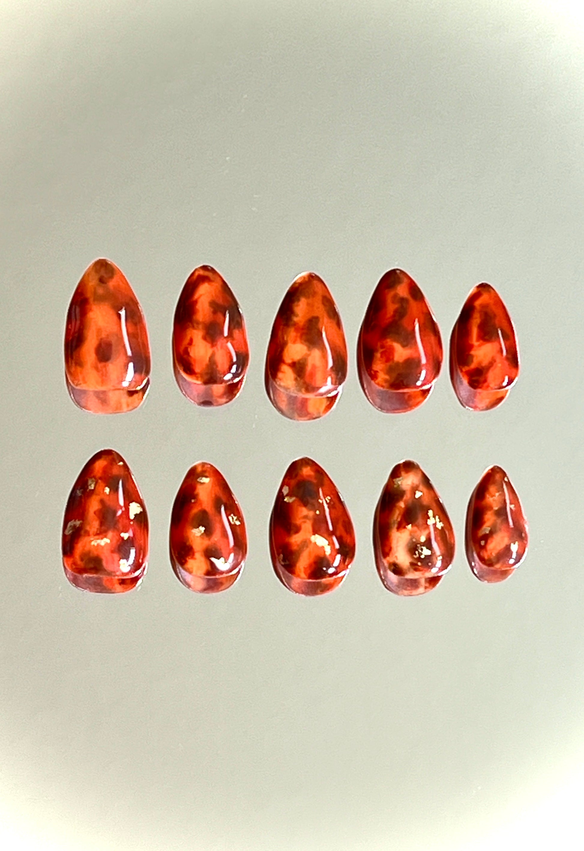 Fall Tortoise Shell (w/ Gold Leaf) Gel Press On Nails - MoonlitCrafterz
