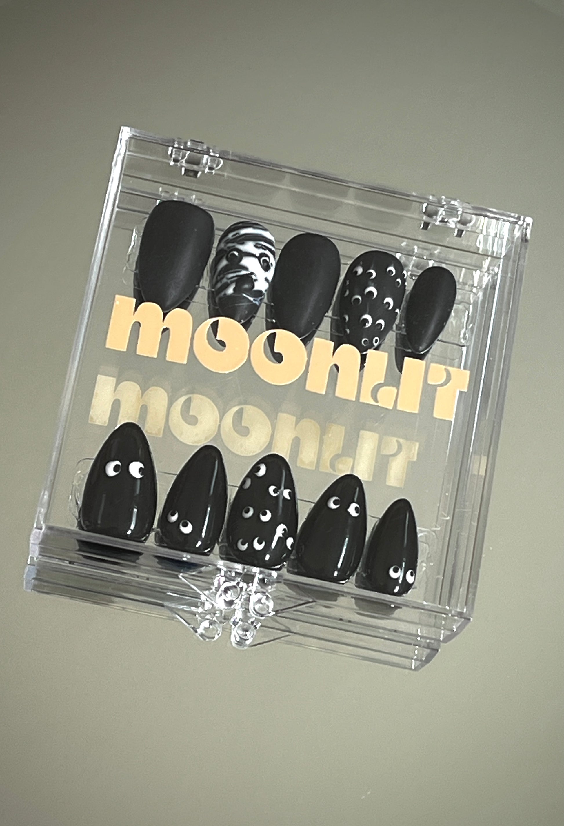 Halloween Mummy-BOO Matte Black Gel Press On Nails - MoonlitCrafterz