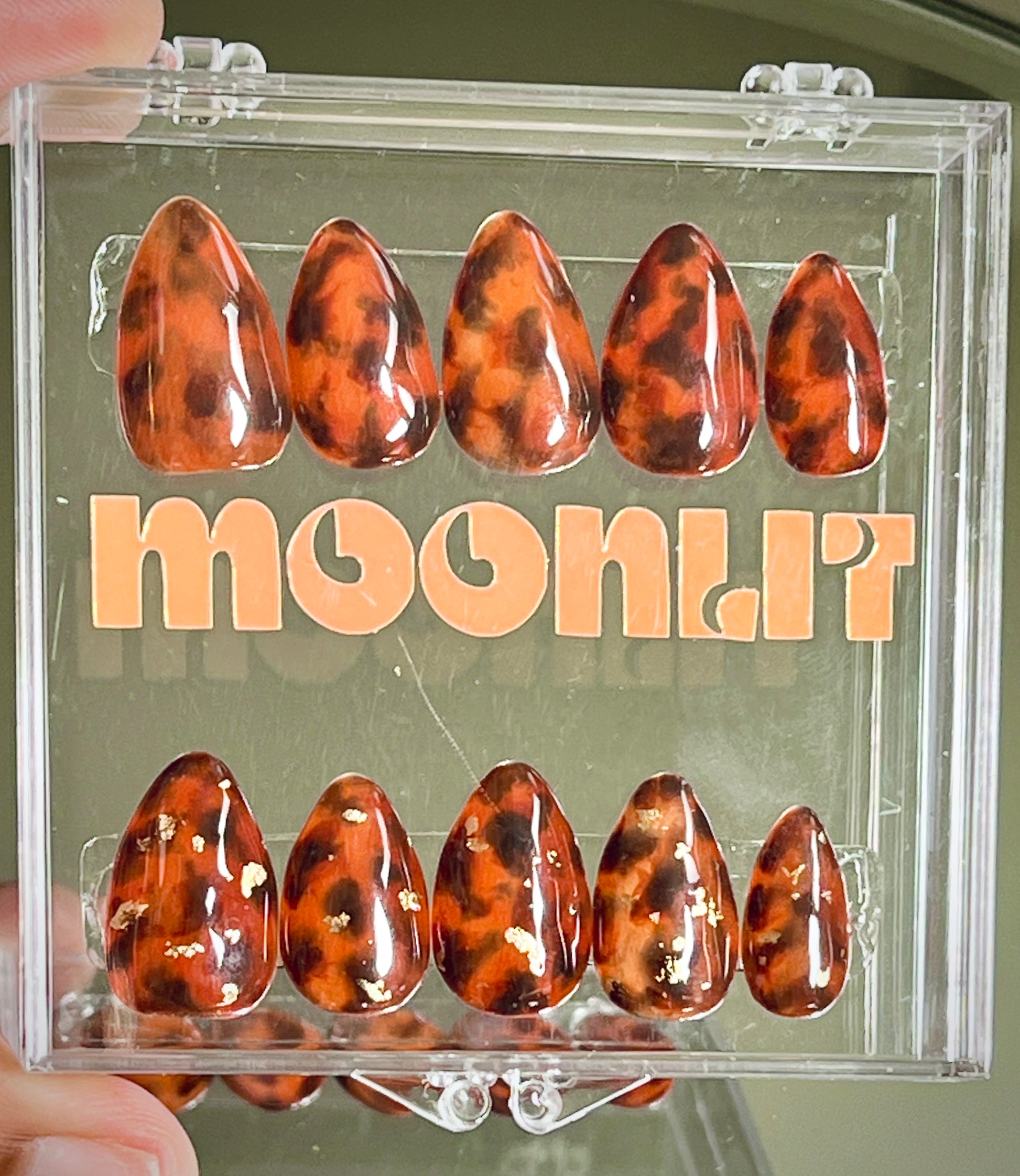Fall Tortoise Shell (w/ Gold Leaf) Gel Press On Nails - MoonlitCrafterz