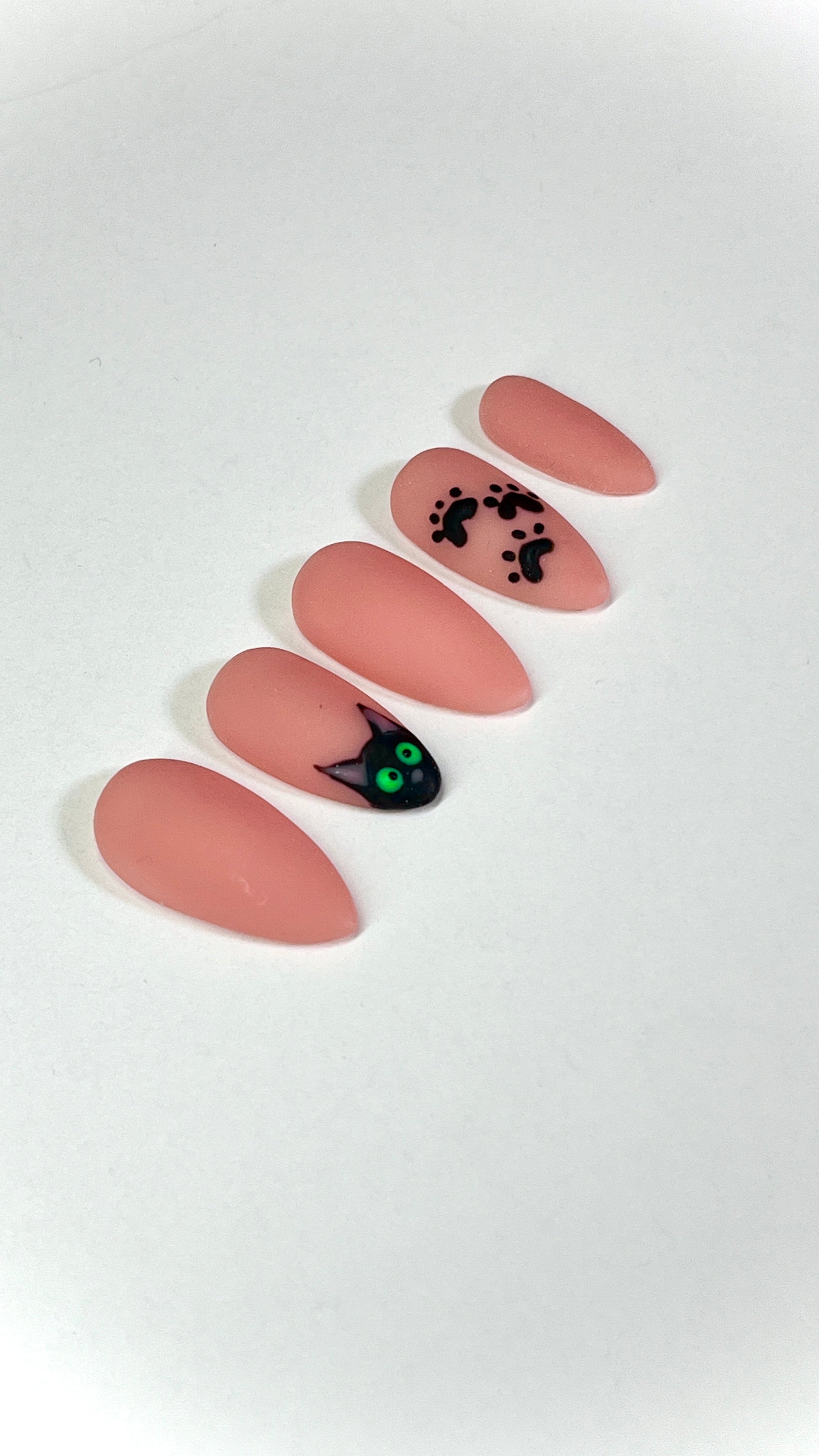 Black Cat Halloween Gel Press On Nails - MoonlitCrafterz