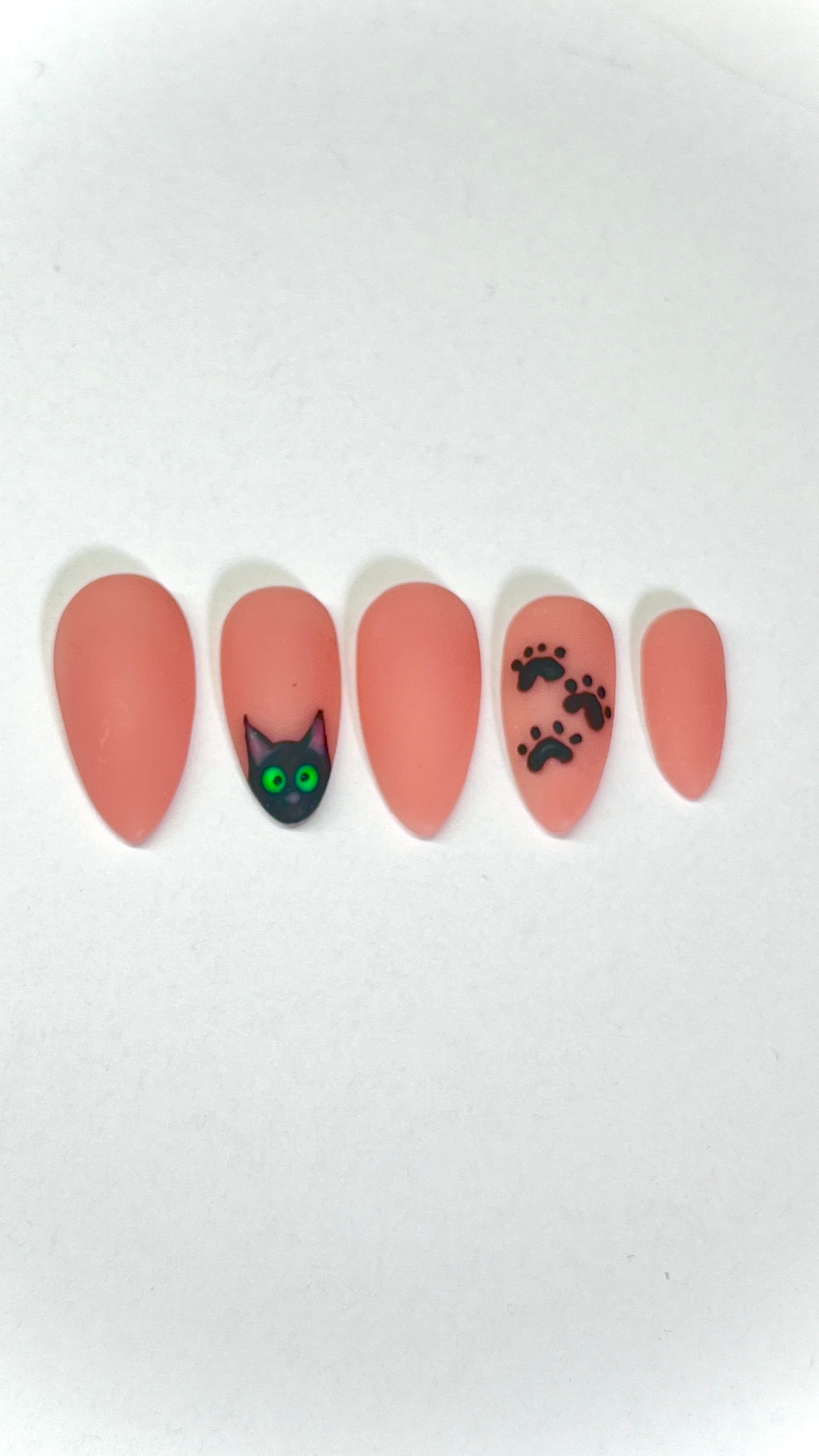 Black Cat Halloween Gel Press On Nails - MoonlitCrafterz