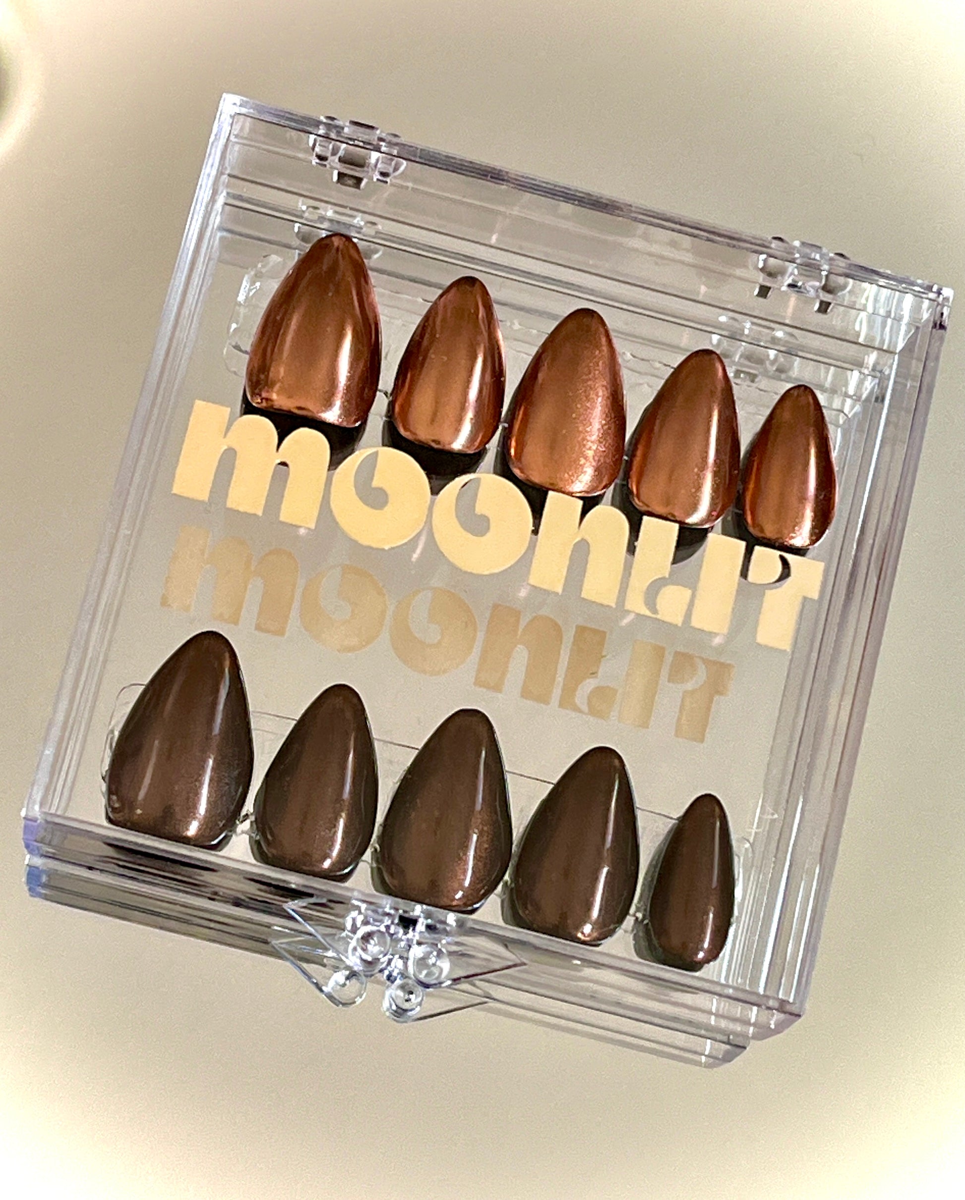 Fall Copper Gold Chrome Gel Press On Nails - MoonlitCrafterz