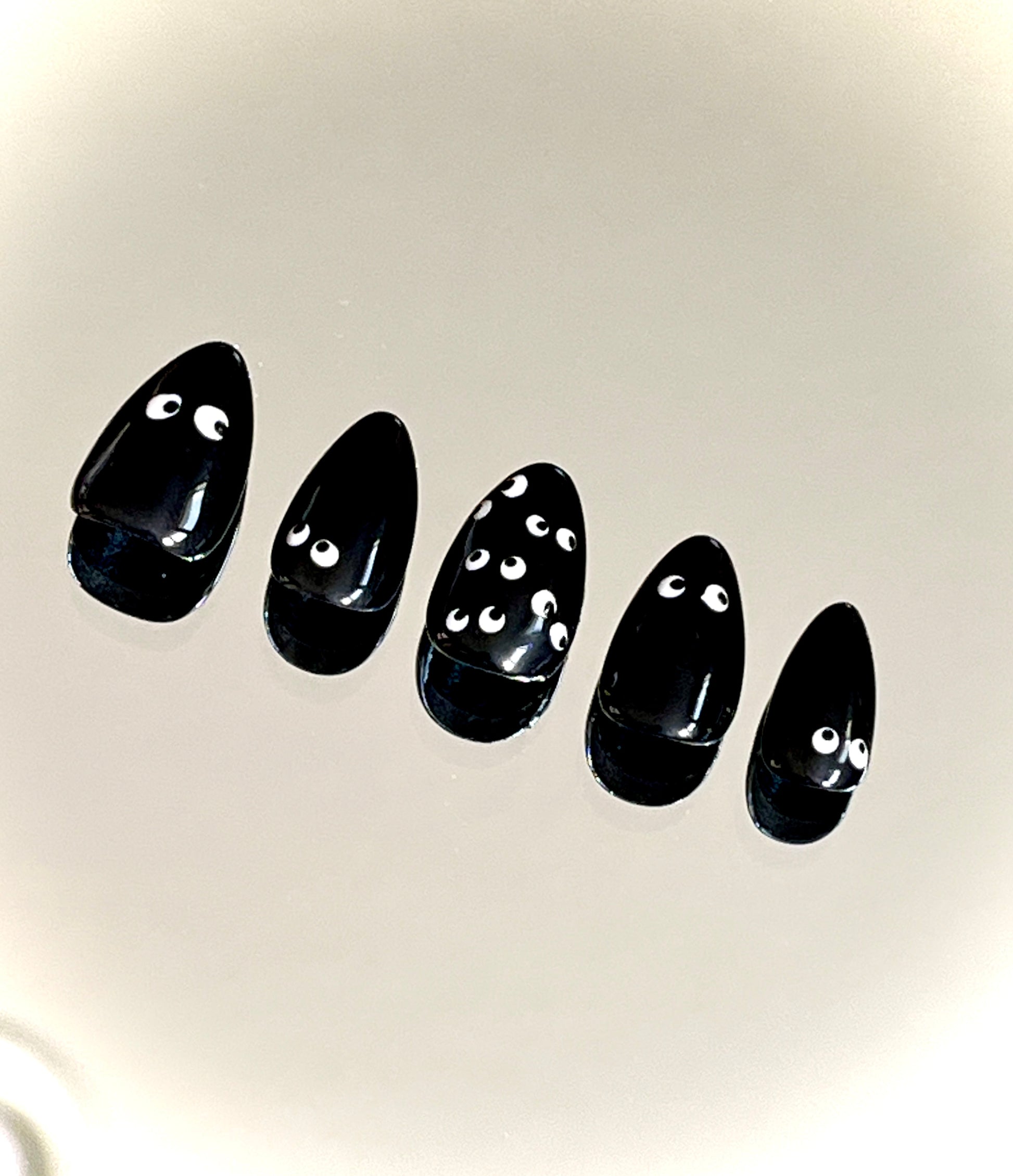 Halloween Peek-a-BOO Black Gel Press On Nails - MoonlitCrafterz