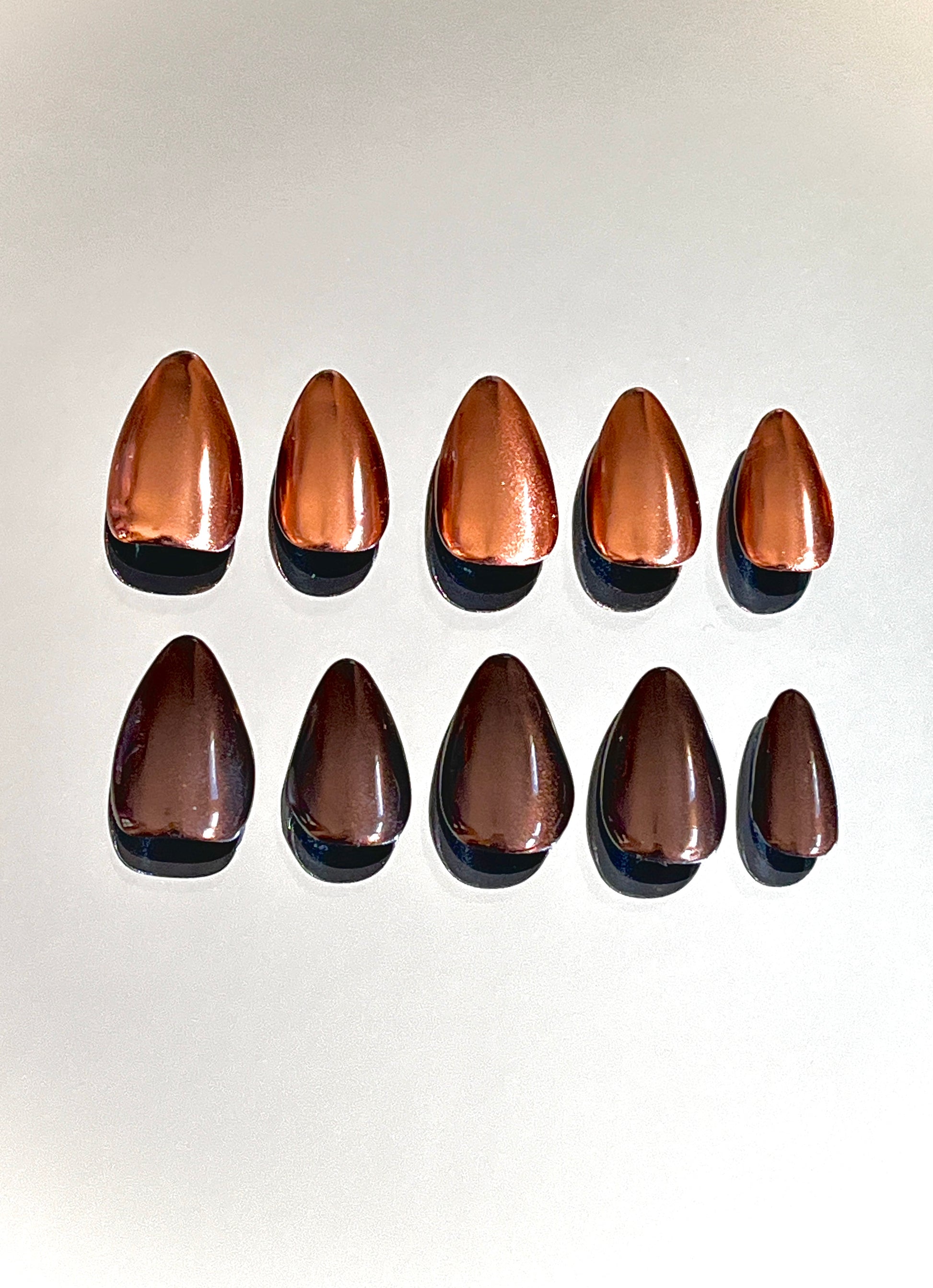 Fall Copper Gold Chrome Gel Press On Nails - MoonlitCrafterz