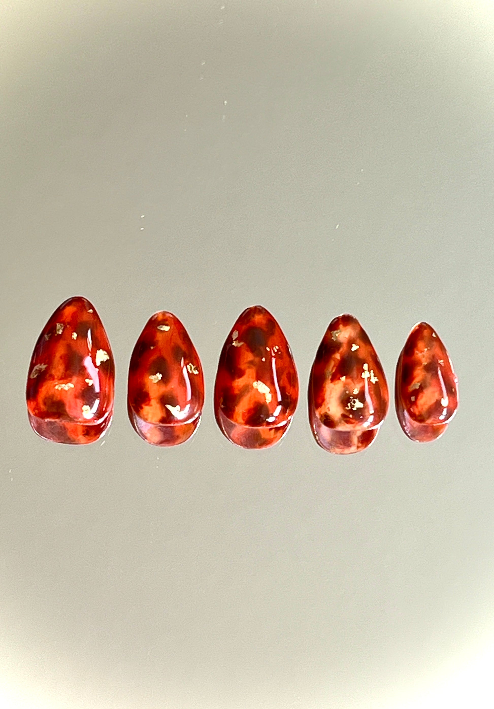Fall Tortoise Shell (w/ Gold Leaf) Gel Press On Nails - MoonlitCrafterz