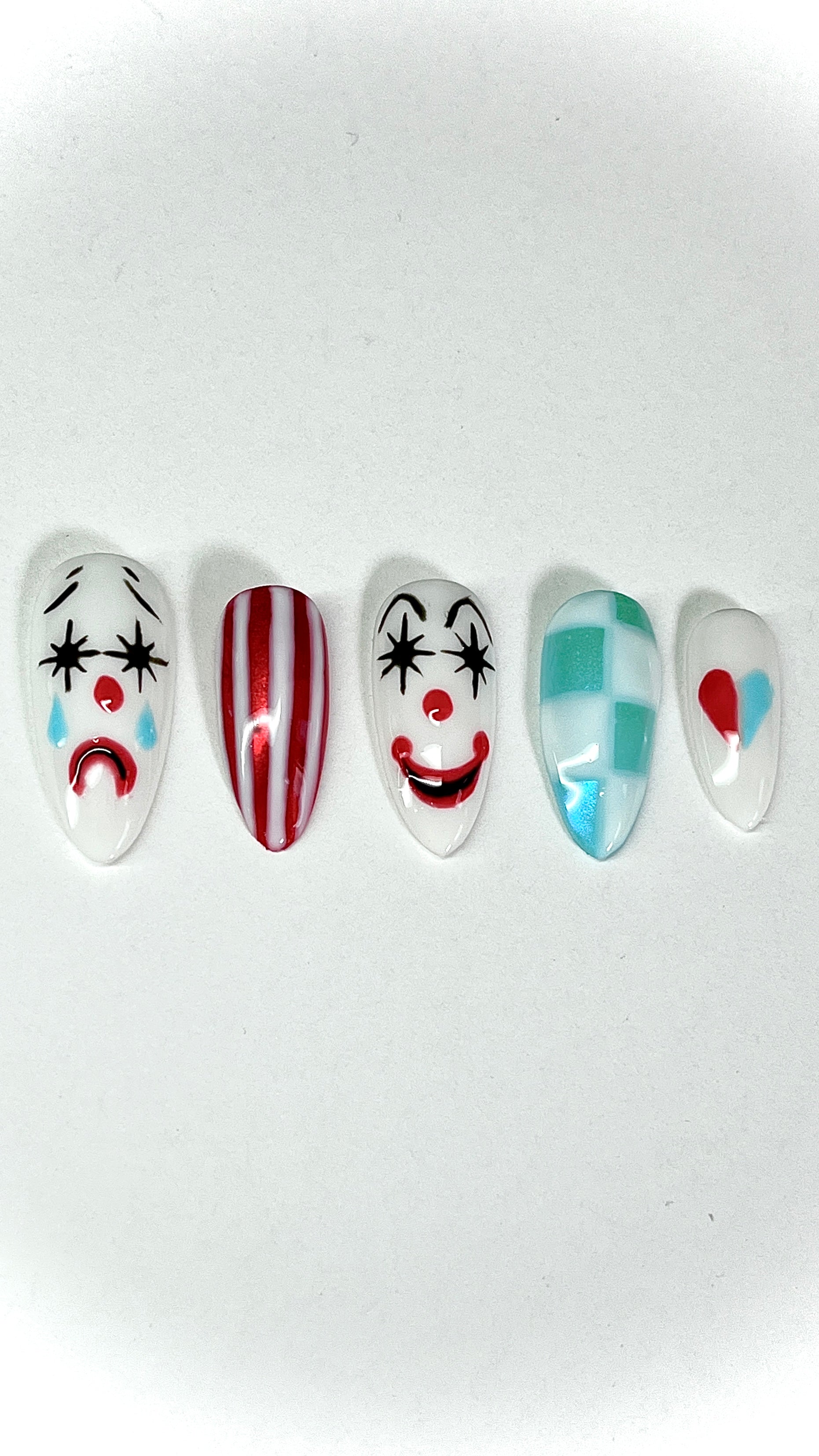 Trippy Circus Clown Halloween Gel Press On Nails - MoonlitCrafterz