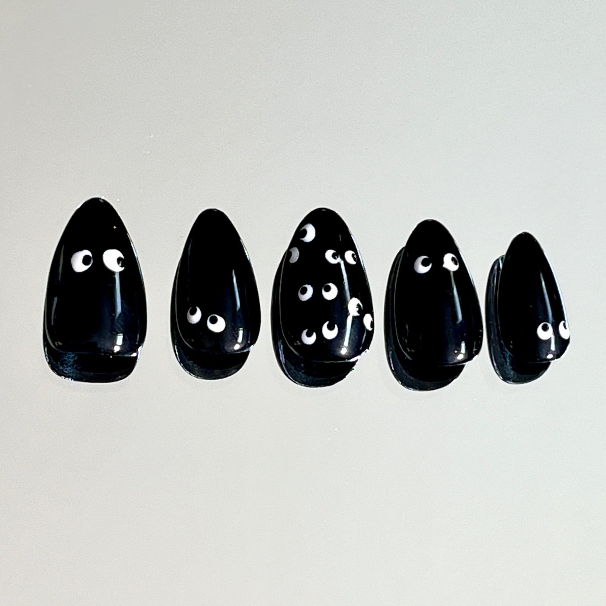 Halloween Peek-a-BOO Black Gel Press On Nails - MoonlitCrafterz