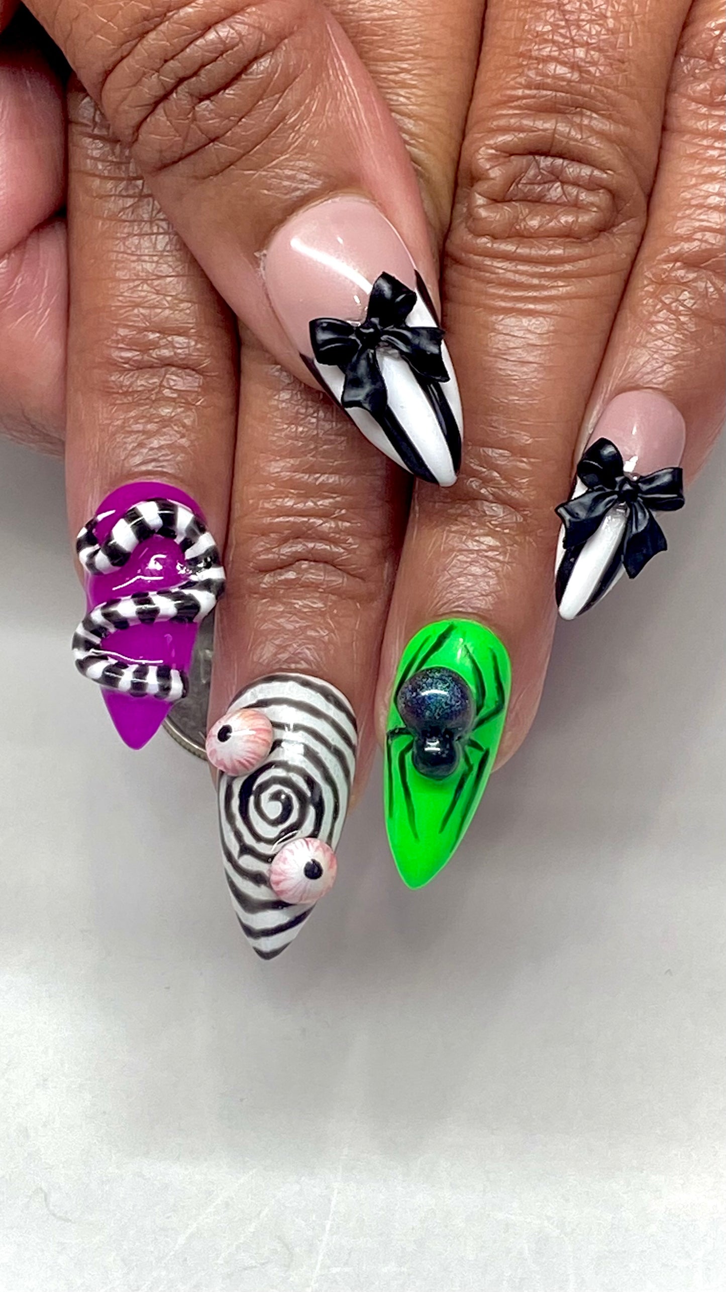 Beetlejuice Inspired Halloween Gel Press On Nails - MoonlitCrafterz