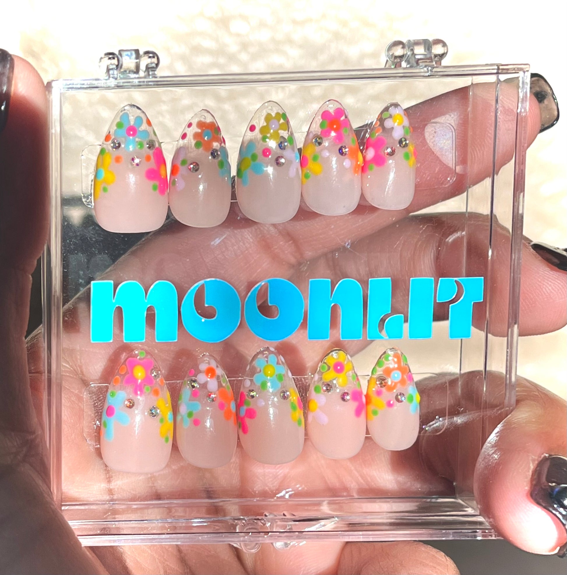 Colorful Spring Flower Gel Press On Nails - MoonlitCrafterz