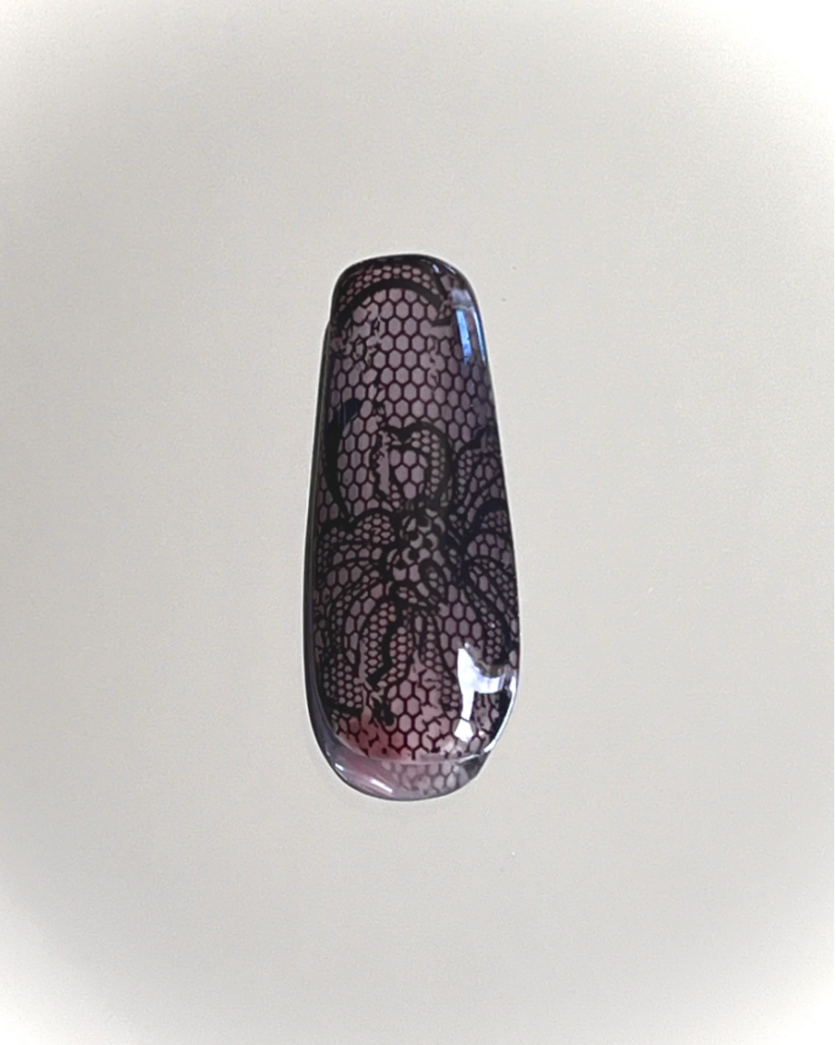 Clear Black Lace French Tip Press On Nails - MoonlitCrafterz