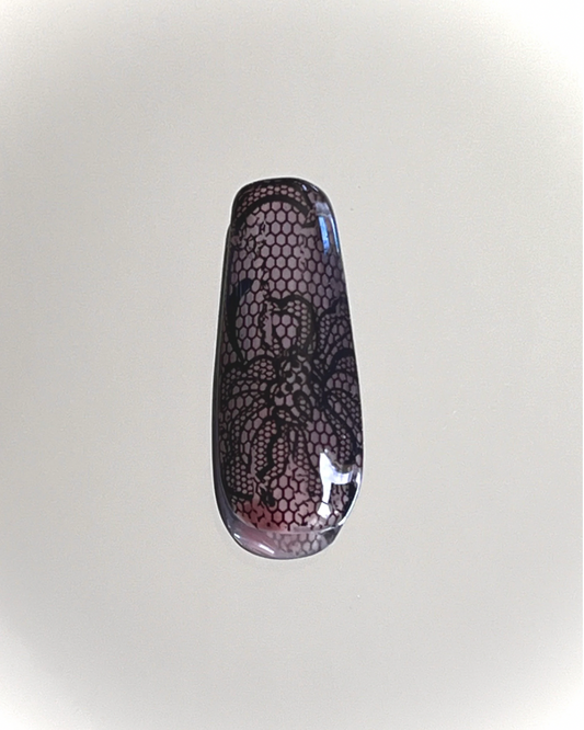 Clear Black Lace French Tip Press On Nails - MoonlitCrafterz