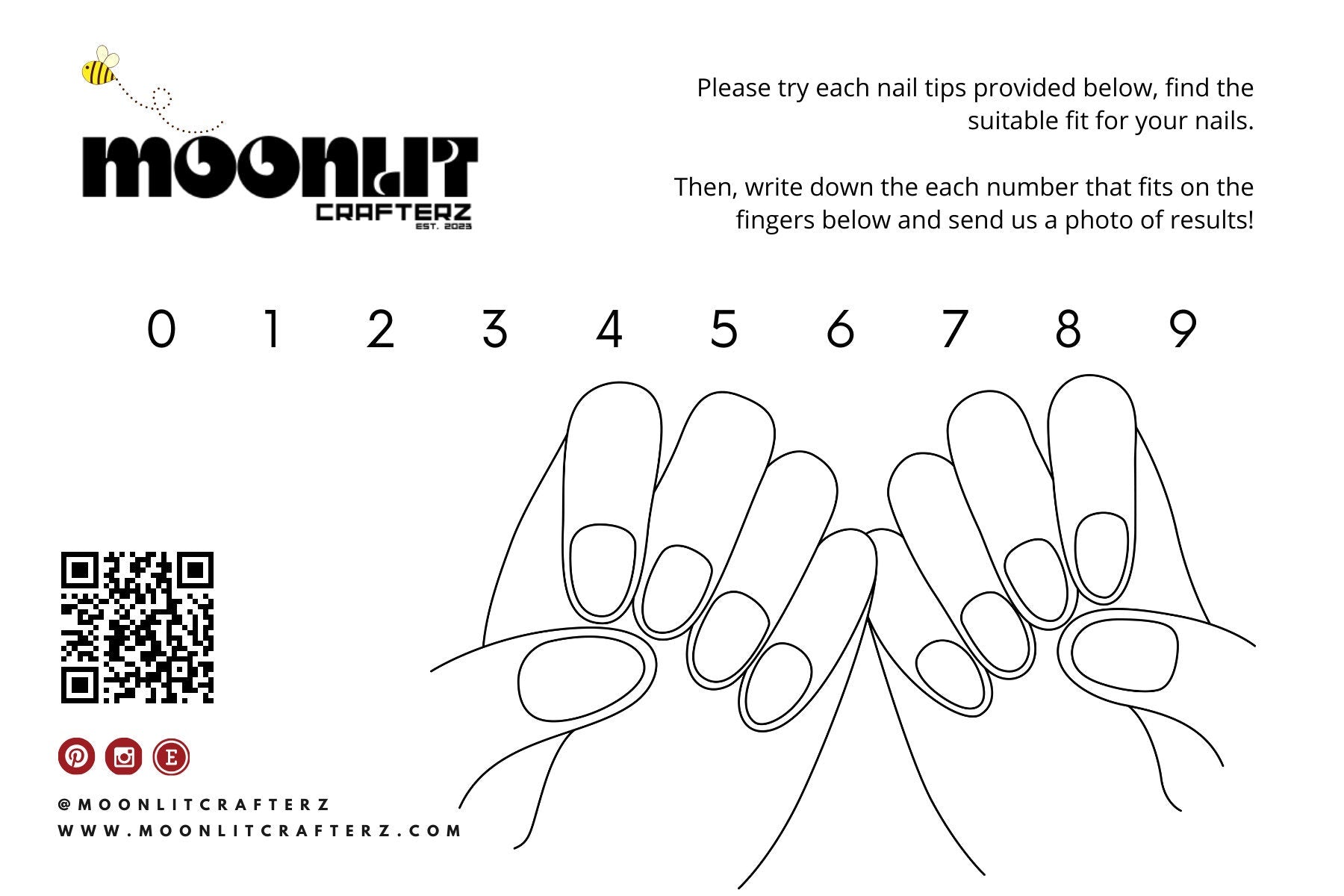Sizing Kit for Press on Nails - MoonlitCrafterz