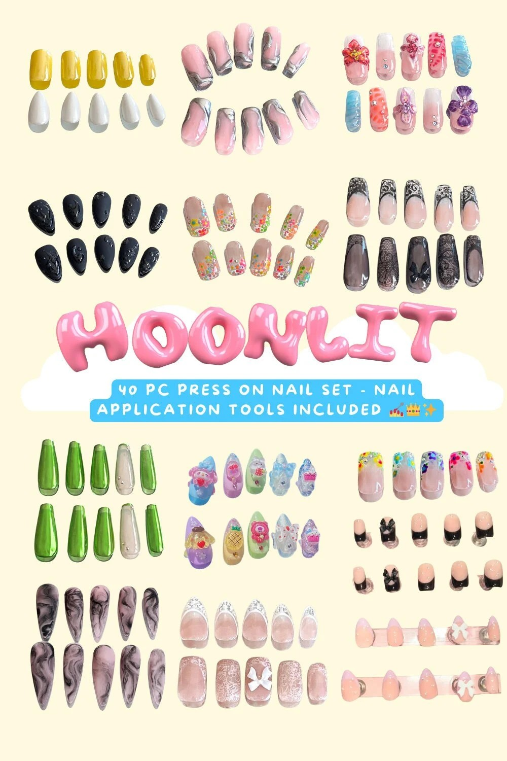 Lucky Scoop Press On Nail Bundle - 40 PC Press On Nail Set - MoonlitCrafterz