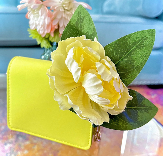 Yellow English Rose Flower Claw Clip - MoonlitCrafterz