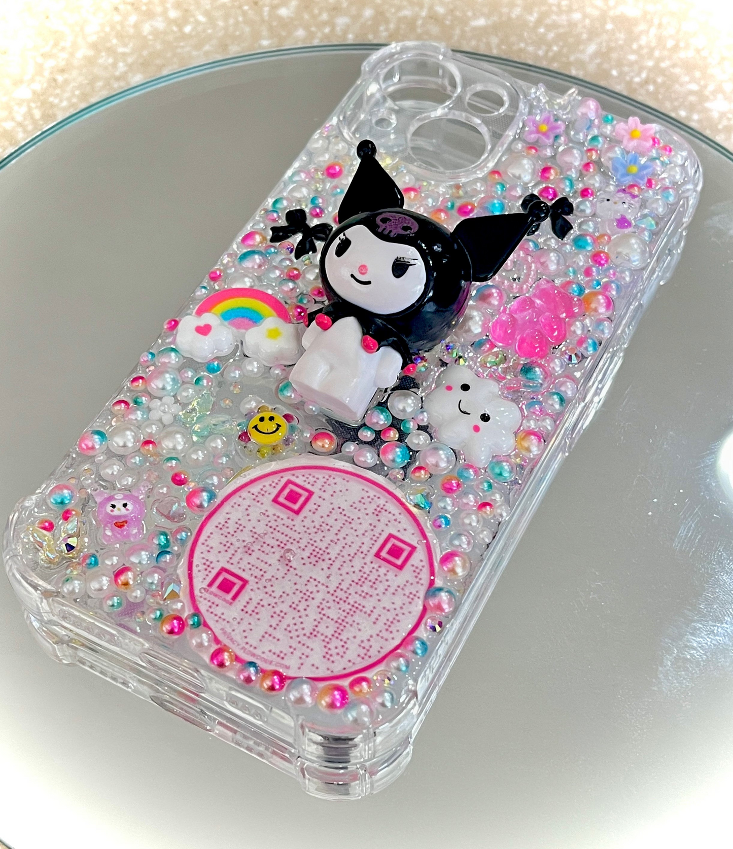Clear Kawaii Junk Phone Case with Stand/Grip - MoonlitCrafterz
