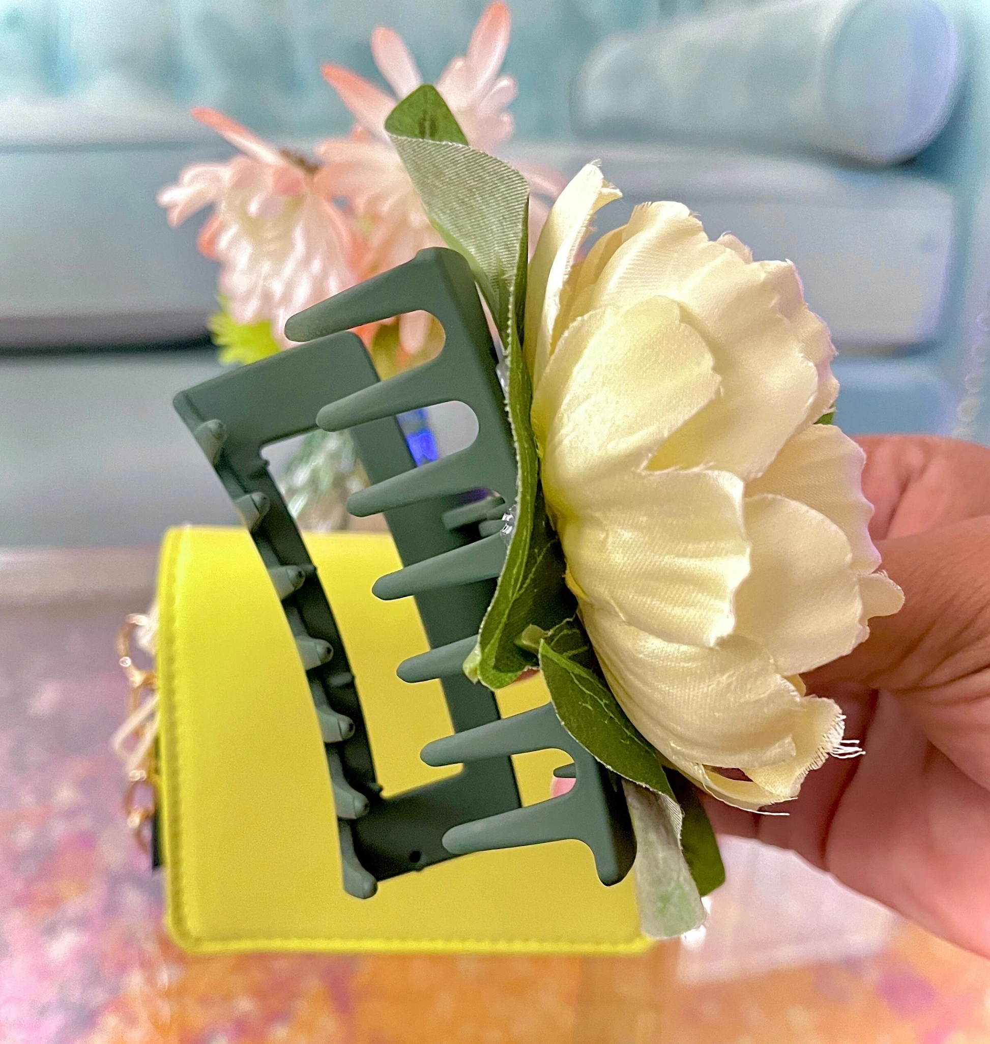 Yellow English Rose Flower Claw Clip - MoonlitCrafterz