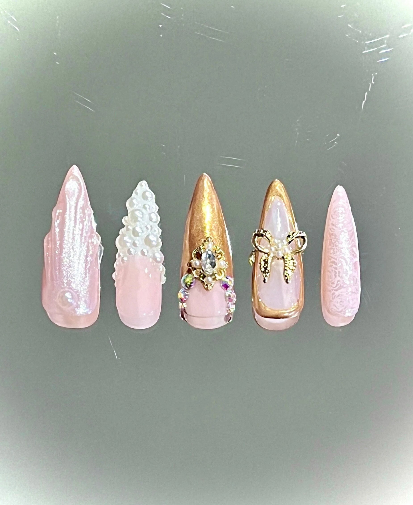 Gold Mermaid Gel Press On Nails - MoonlitCrafterz