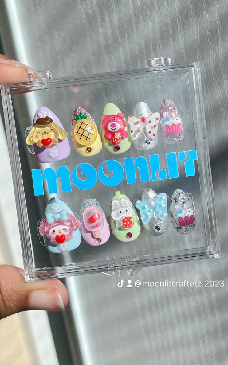 Rainbow Sherbert Kawaii Pastel Press On Nails - MoonlitCrafterz