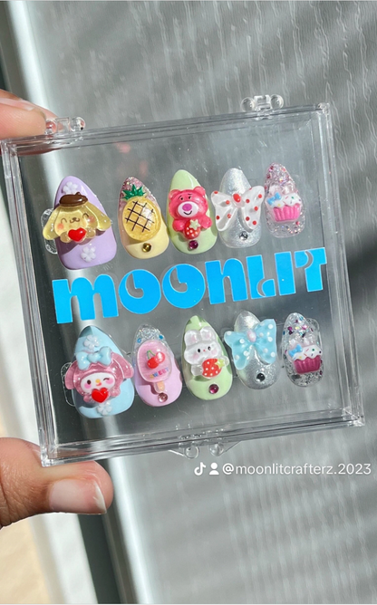 Rainbow Sherbert Kawaii Pastel Press On Nails - MoonlitCrafterz