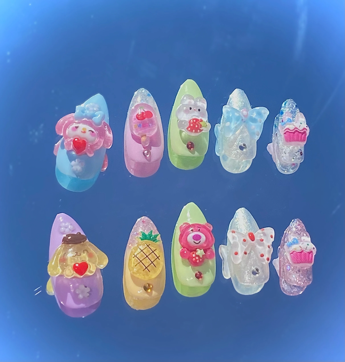 Rainbow Sherbert Kawaii Pastel Press On Nails - MoonlitCrafterz