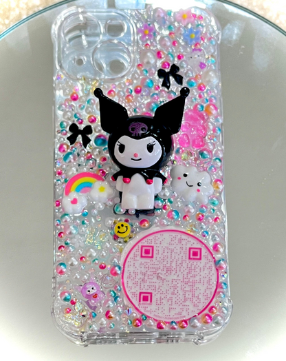 Clear Kawaii Junk Phone Case with Stand/Grip - MoonlitCrafterz